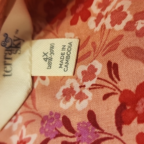 Terra & Sky Womens Plus NWT Dress Sz 4X (28w - 30w) Tie Front Rose White - Picture 7 of 9